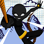 Adventures of a Super Stickman - Escape the city by flying n swinging with a rope!